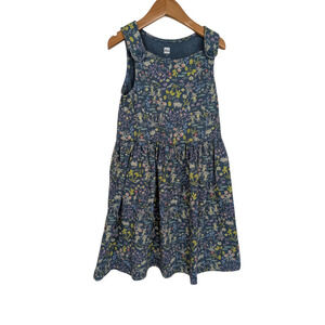 Tea Collection Dress Girls Sz 5 Blue Animal Floral Fish Print Sleeveless Cotton